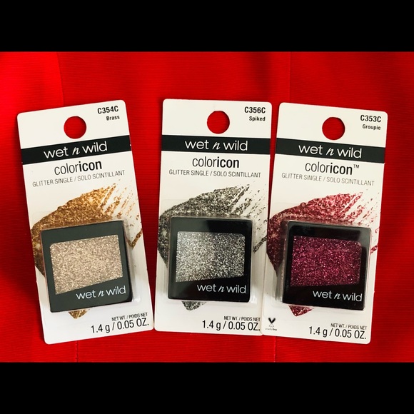WETnWILD Coloricon Glitter Eye Shadow Brass Gold Spiked Silver Burgundy Lot of 3 - Picture 8 of 11